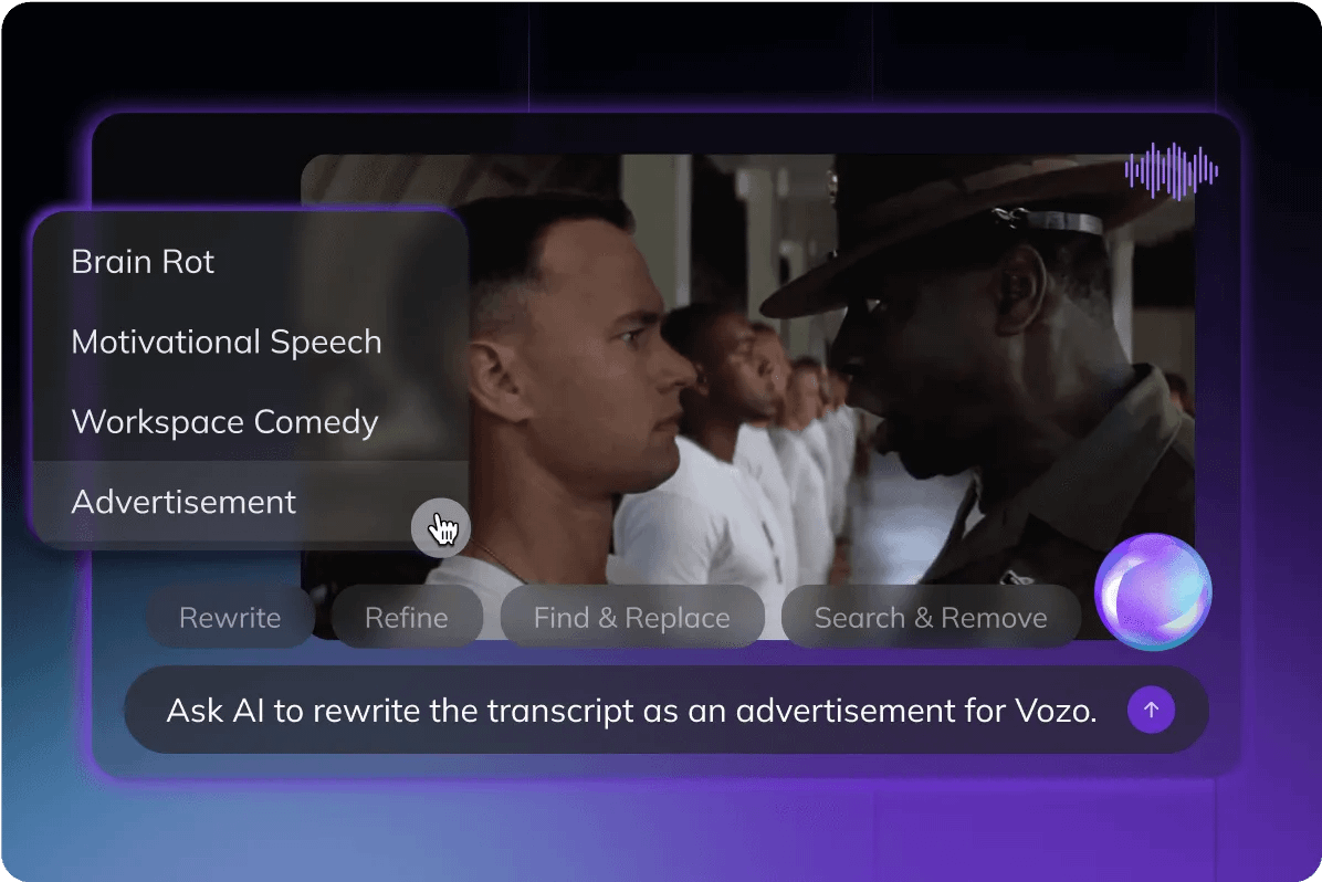 Vozo:AI视频生成器 使用提示重写脚本并重新给视频配音 生成新的视频 Vozo:AI视频生成器 使用提示重写脚本并重新给视频配音 生成新的视频