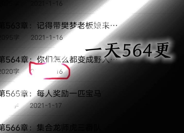 小说一天564更