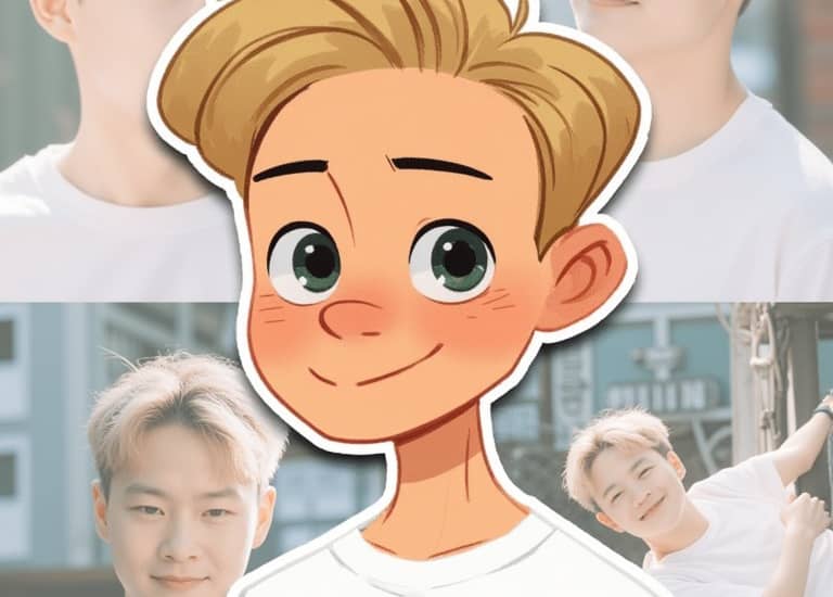 One-Click Creative Template:创意模型 用一张卡通图片总结4张真实人物照片 One-Click Creative Template:创意模型 用一张卡通图片总结4张真实人物照片