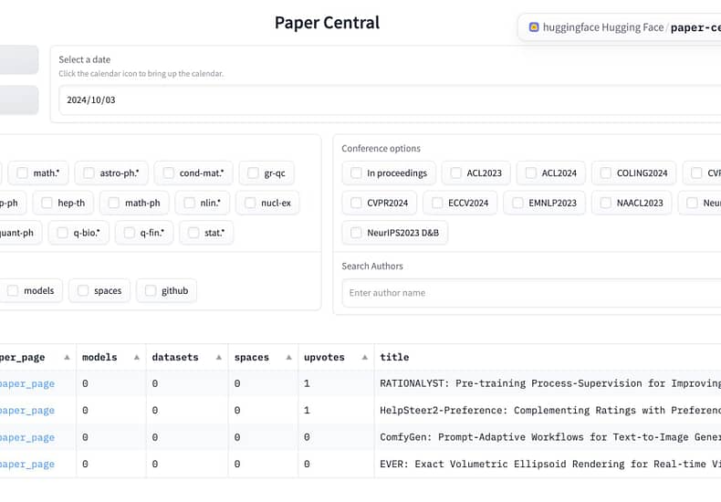 Hugging Face 推出一站式搜索开源成果的平台:Paper Central Hugging Face 推出一站式搜索开源成果的平台:Paper Central
