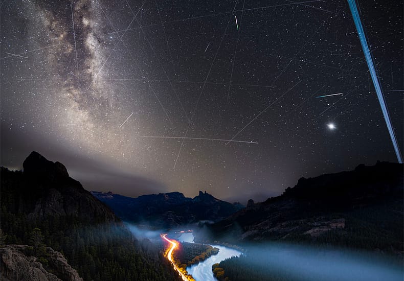 Meteors and Satellite Trails over the Limay River