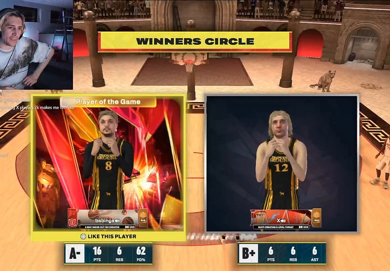 xQc第一次玩NBA:2K25街头模式就绝杀对手 并砍下6-6-6的迷你三双 xQc第一次玩NBA:2K25街头模式就绝杀对手 并砍下6-6-6的迷你三双