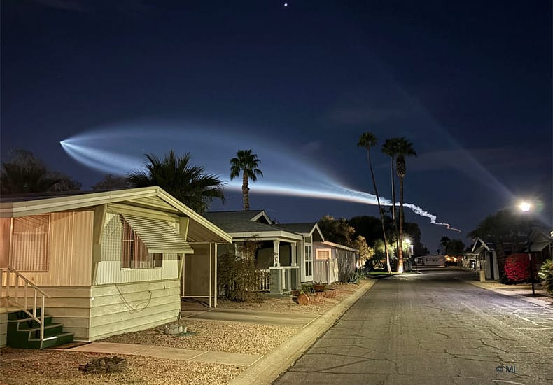 SpaceX Rocket Launch Plume over California
