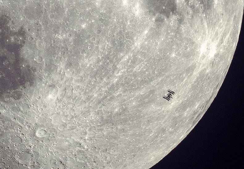 Space Station Silhouette on the Moon Space Station Silhouette on the Moon