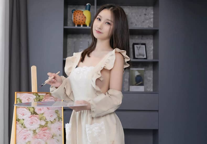 XiuRen第10308期_模特杏子Yada画家主题性感白色内衣配白丝袜秀曼妙身姿诱惑写真81P